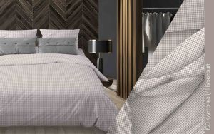 КПБ Бязь "Бояртекс" диз. № 159 Клеточка, 1/1 Вид, бежевый (N)