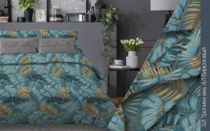 КПБ Бязь "Бояртекс" диз. № 321 Тропики, 4/1 Вид, бирюзовый (N)